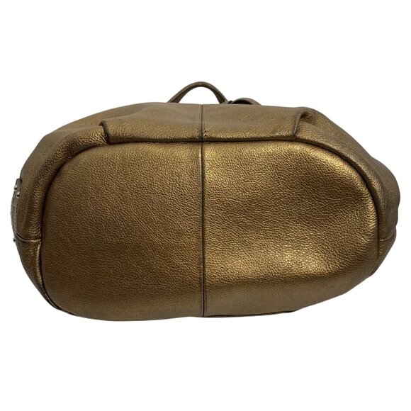 TIGNANELLO Metallic Bronze Leather Hobo Bucket Shoulder Bag + Keychain, Wallet - Picture 7 of 14